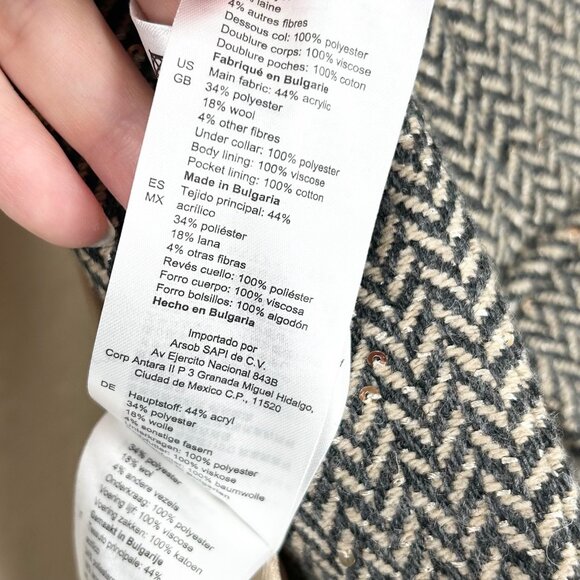 Sandro Paule Wool Blend Herringbone Blazer Jacket with Sequins - Picture 10 of 10